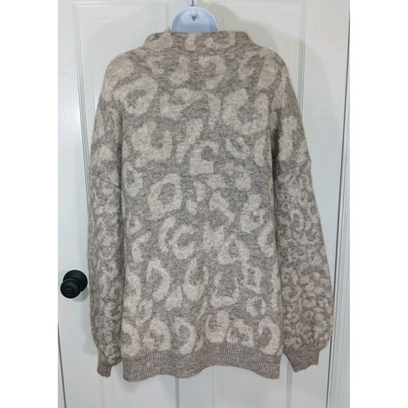 RD Style Conscious Womens Sweater Large Brown Beige Animal Print Mohair Blend - Picture 3 of 13